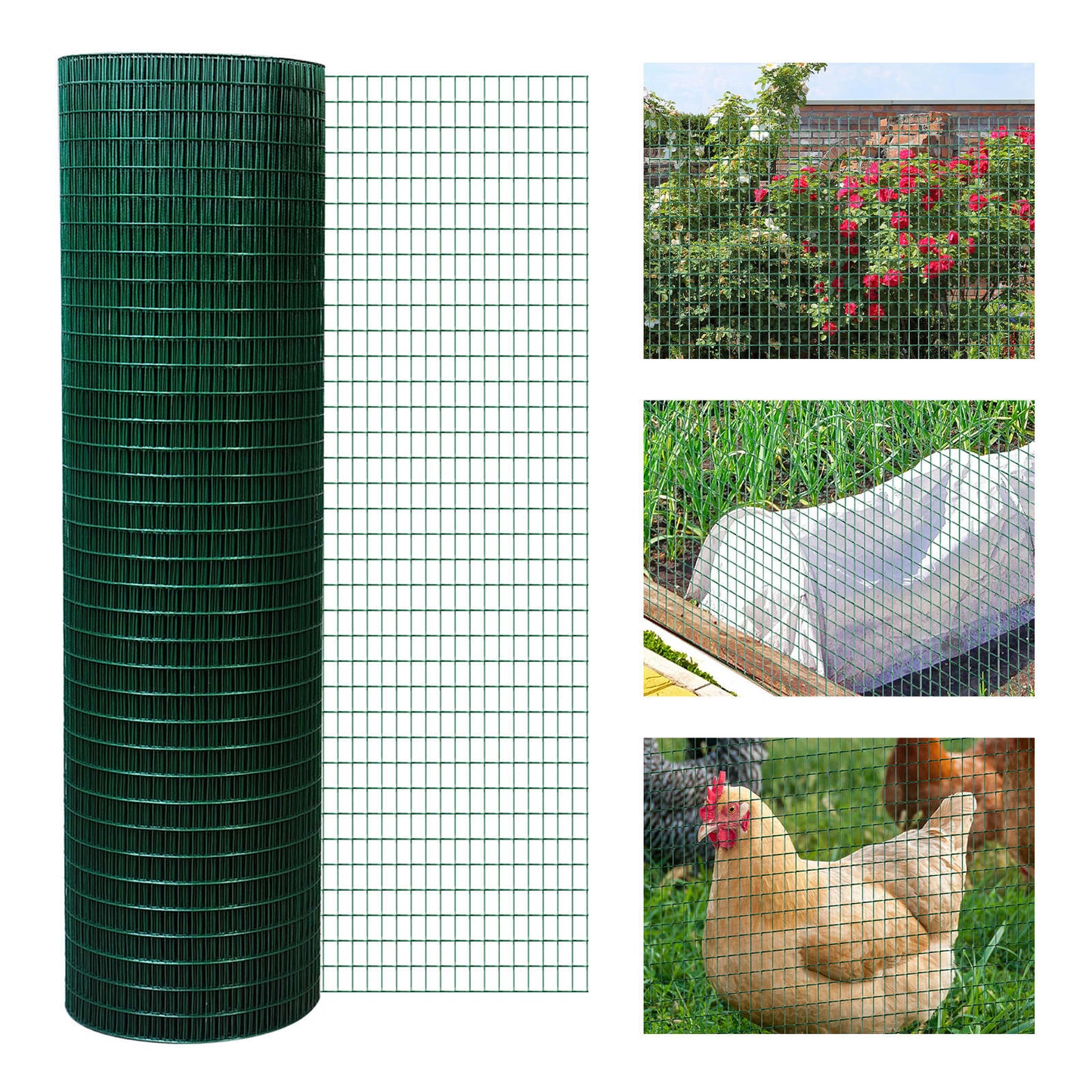 Kahomvis 98-ft x 2.96-ft 19-Gauge Green Metal Hardware Cloth Rolled Fencing with Mesh Size 1/2-in x 1/2-in