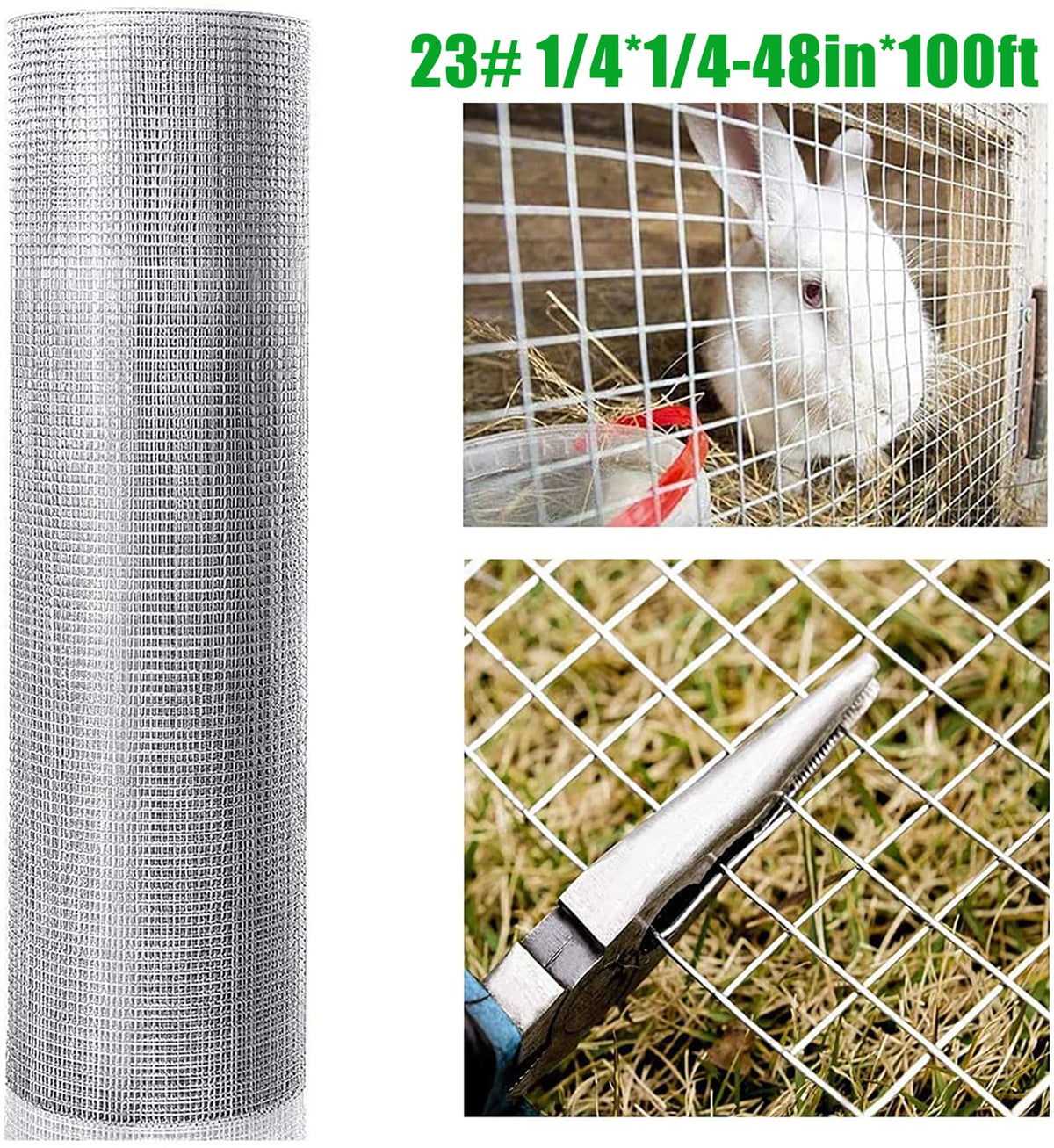Kahomvis 100-ft x 4-ft 23-Gauge Silver Metal Hardware Cloth Rolled Fencing with Mesh Size 1/4-in x 1/4-in