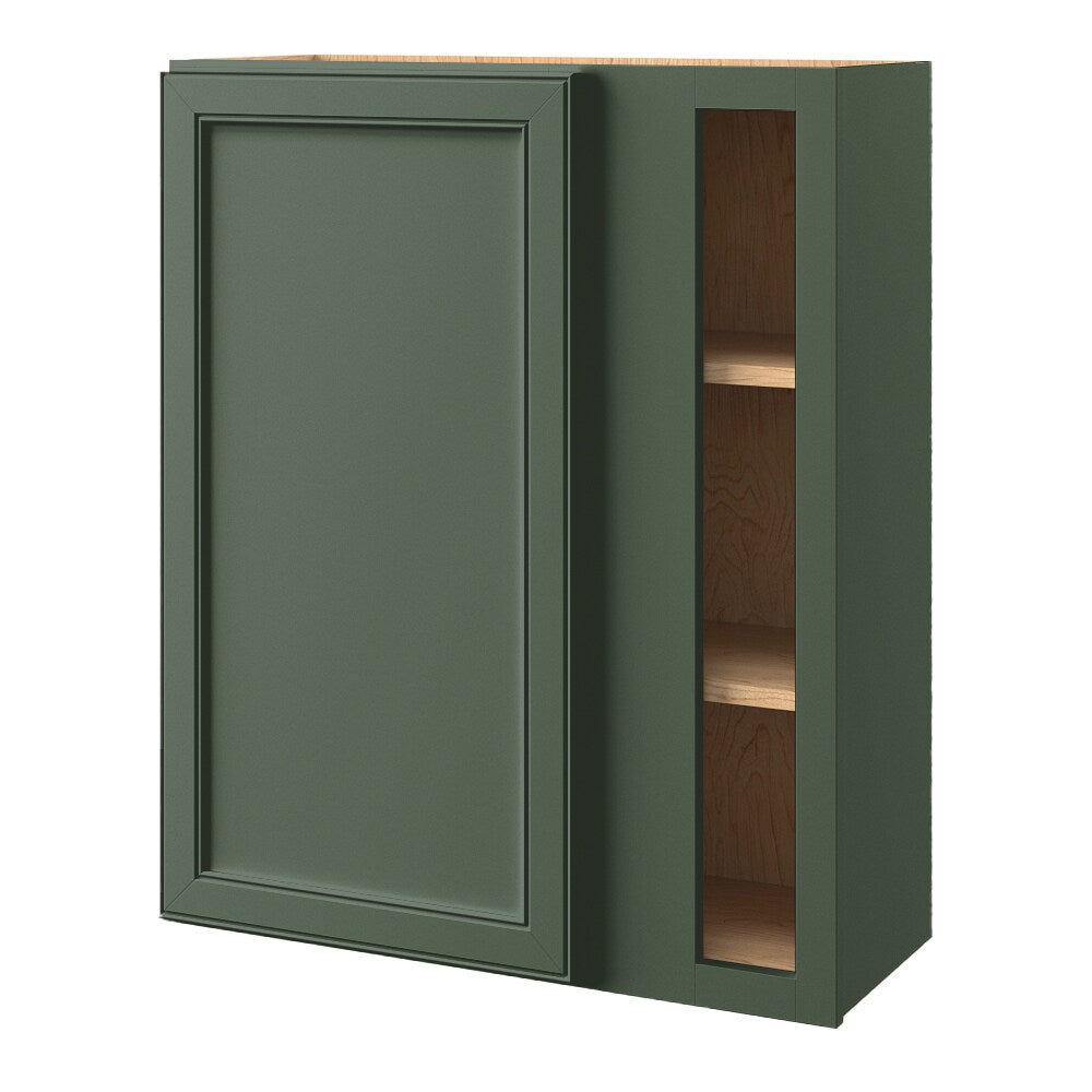 allen + roth Heathrow 30-in W x 39.125-in H x 12-in D Sage Blind Corner Wall Fully Assembled Cabinet (Recessed Panel Square Style)