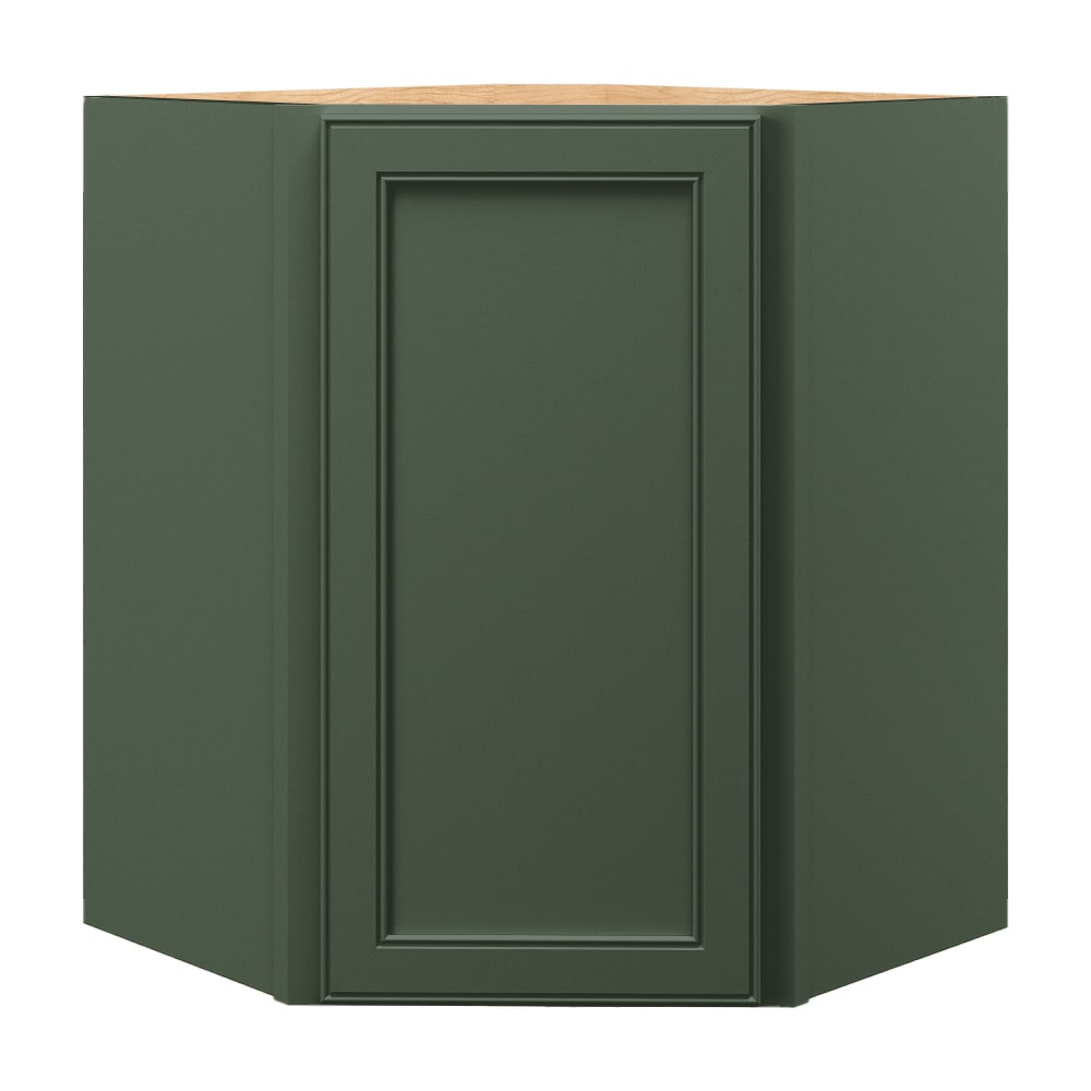 allen + roth Heathrow 24-in W x 30.125-in H x 12-in D Sage Diagonal Corner Wall Fully Assembled Cabinet (Recessed Panel Square Style)