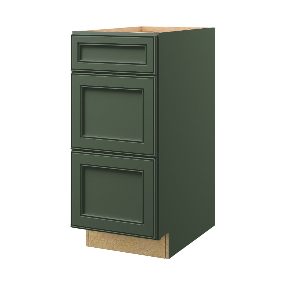 allen + roth Heathrow 15-in W x 34.5-in H x 24-in D Sage 3-Drawer Base Fully Assembled Cabinet (Recessed Panel Style)