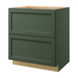 allen + roth Heathrow 30-in W x 34.5-in H x 24-in D Sage 2-Drawer Base Fully Assembled Cabinet (Recessed Panel Style)