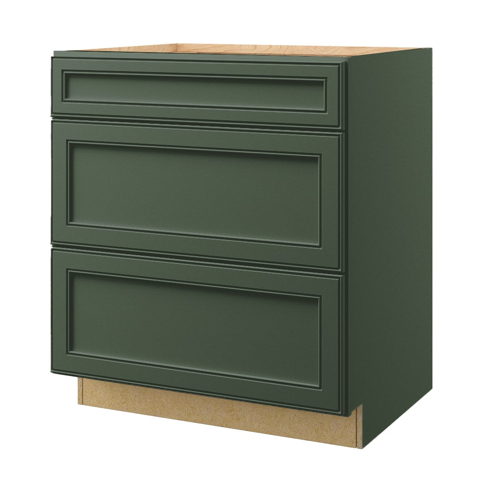 allen + roth Heathrow 30-in W x 34.5-in H x 24-in D Sage 3-Drawer Base Fully Assembled Cabinet (Recessed Panel Style)