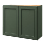 allen + roth Heathrow 30-in W x 24.5-in H x 12-in D Sage Wall Fully Assembled Cabinet (Recessed Panel Square Door Style)