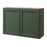 allen + roth Heathrow 36-in W x 24.5-in H x 12-in D Sage Wall Fully Assembled Cabinet (Recessed Panel Square Door Style)