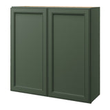 allen + roth Heathrow 36-in W x 39.125-in H x 12-in D Sage Wall Fully Assembled Cabinet (Recessed Panel Square Door Style)