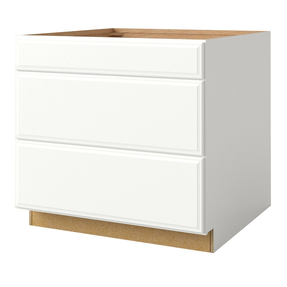allen + roth Tilson 36-in W x 34.5-in H x 24-in D Linen 3-Drawer Base Fully Assembled Cabinet (Raised Panel Style)