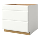 allen + roth Tilson 36-in W x 34.5-in H x 24-in D Linen 3-Drawer Base Fully Assembled Cabinet (Raised Panel Style)