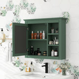 Siavonce 30-in x 28-in Surface Mount Green Mirrored Soft Close Medicine Cabinet