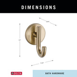 Delta Trinsic Single Hook Champagne Bronze Wall-Mount Towel Hook, 3.09 x 2.24 x 2.84 in