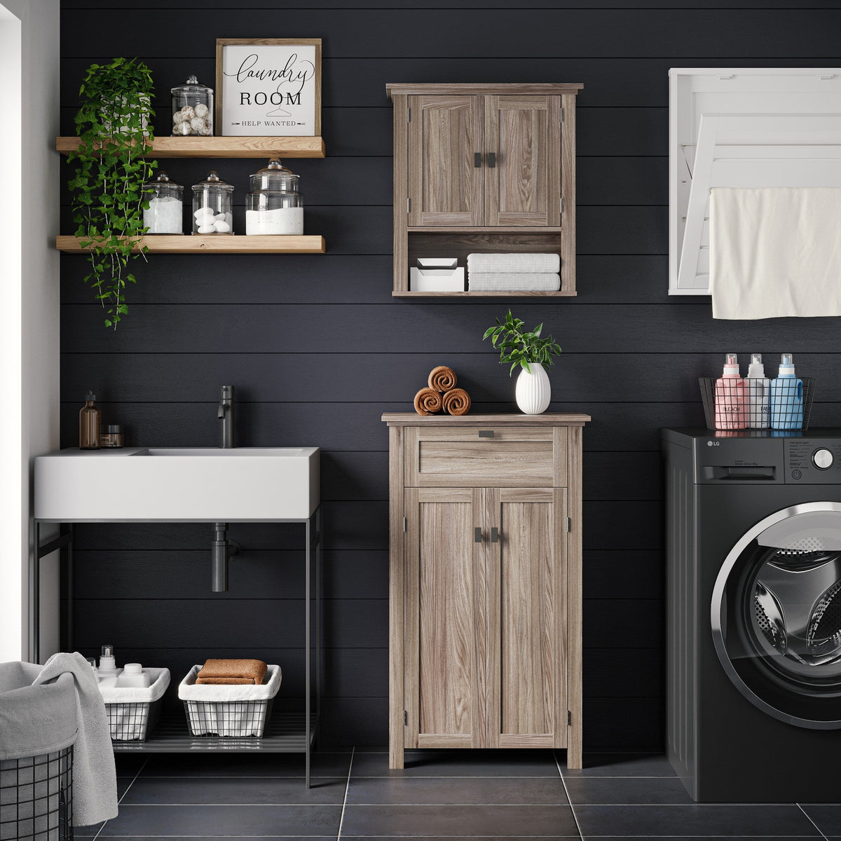 RiverRidge Hayward 22.81-in x 24.5-in x 7.88-in Light Veneer Woodgrain Bathroom Wall Cabinet