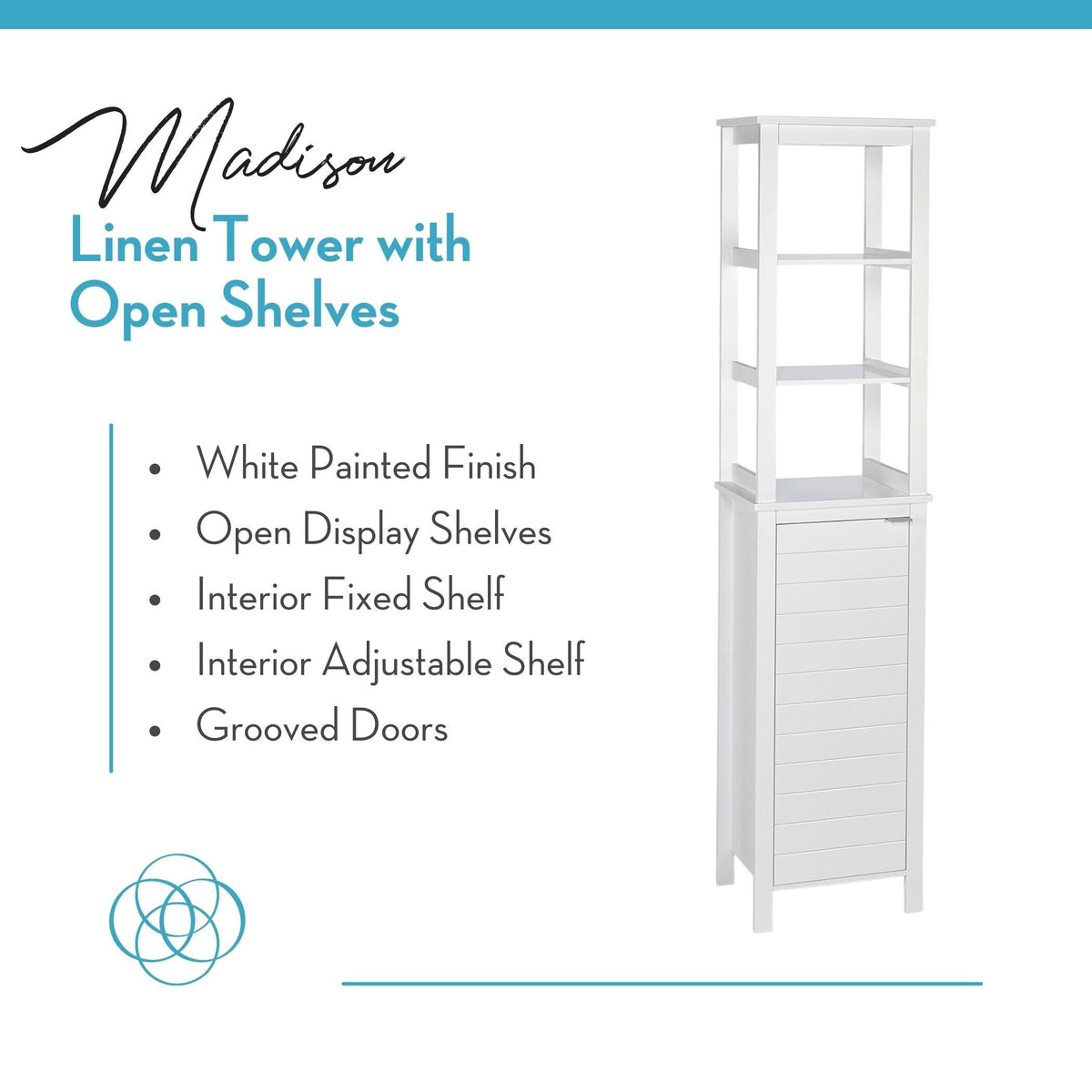 RiverRidge Madison 15.75-in x 67-in x 11.81-in White Freestanding Linen Cabinet