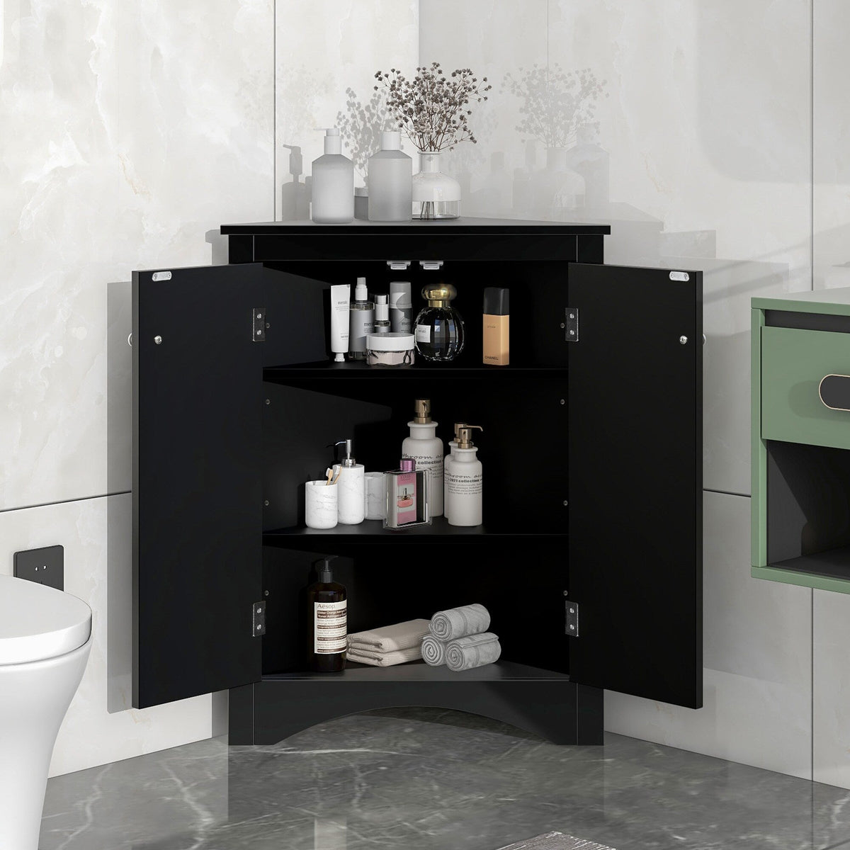 Siavonce 17-in W x 32-in H Mdf Black Wall-mount Utility Storage Cabinet