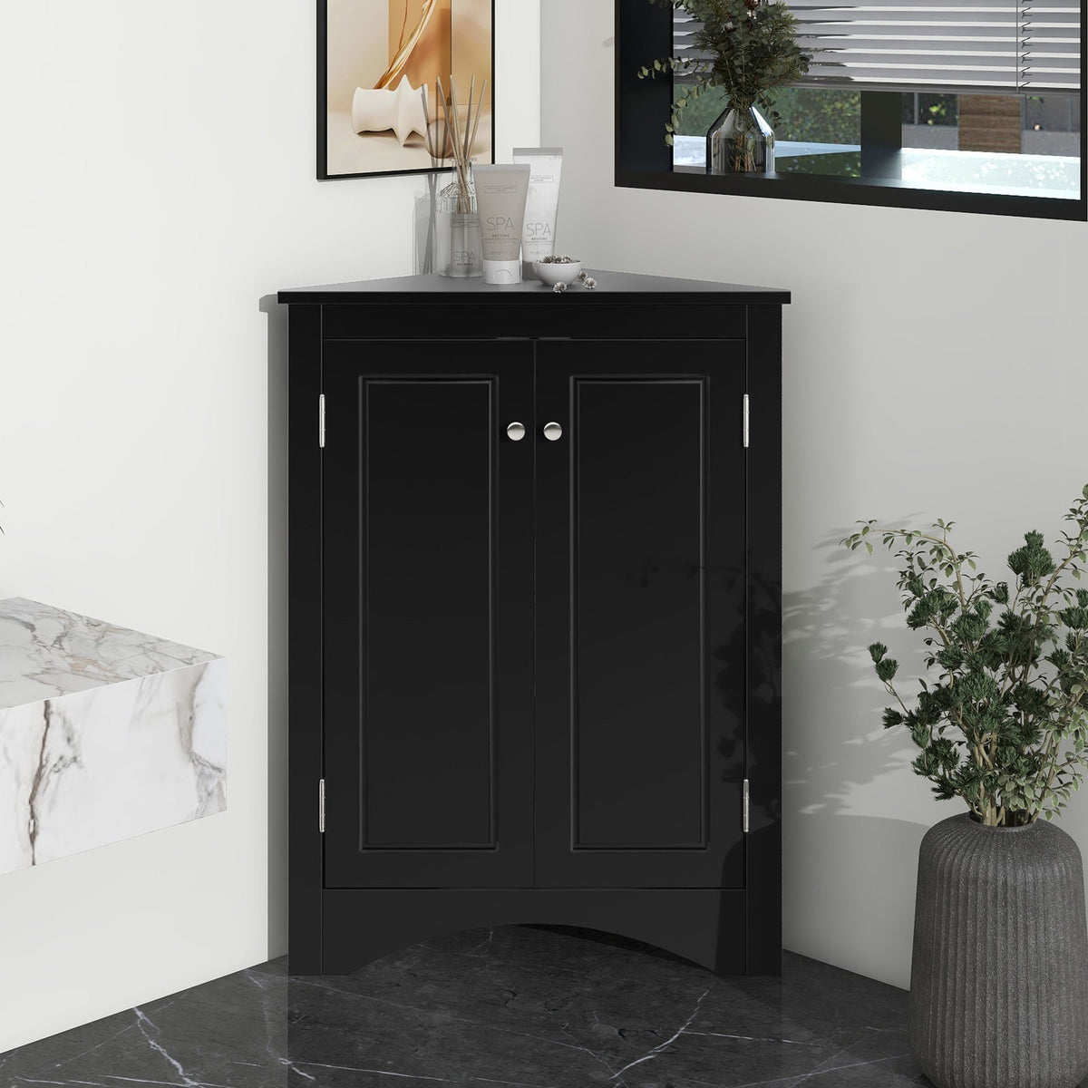 Siavonce 17-in W x 32-in H Mdf Black Wall-mount Utility Storage Cabinet
