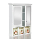 Forclover 25-in x 30-in Surface Mount White Mirrored Medicine Cabinet