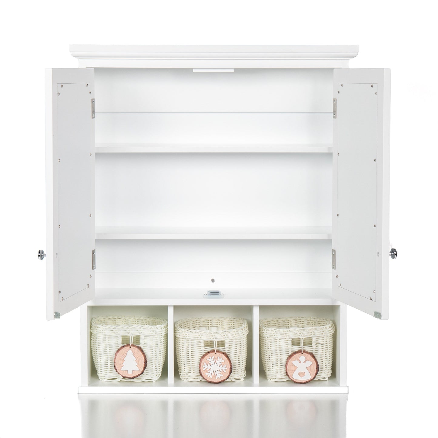 Forclover 25-in x 30-in Surface Mount White Mirrored Medicine Cabinet
