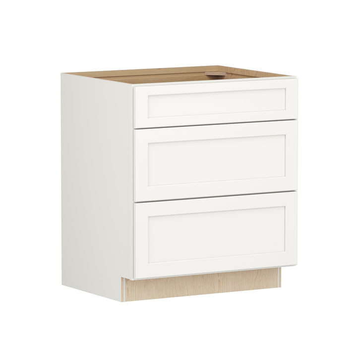 Shenandoah PRO Express Breckenridge 30-in W x 34.5-in H x 24-in D Linen Full Overlay Maple 3-Drawer Base Fully Assembled Plywood Cabinet (Recessed Panel Style)