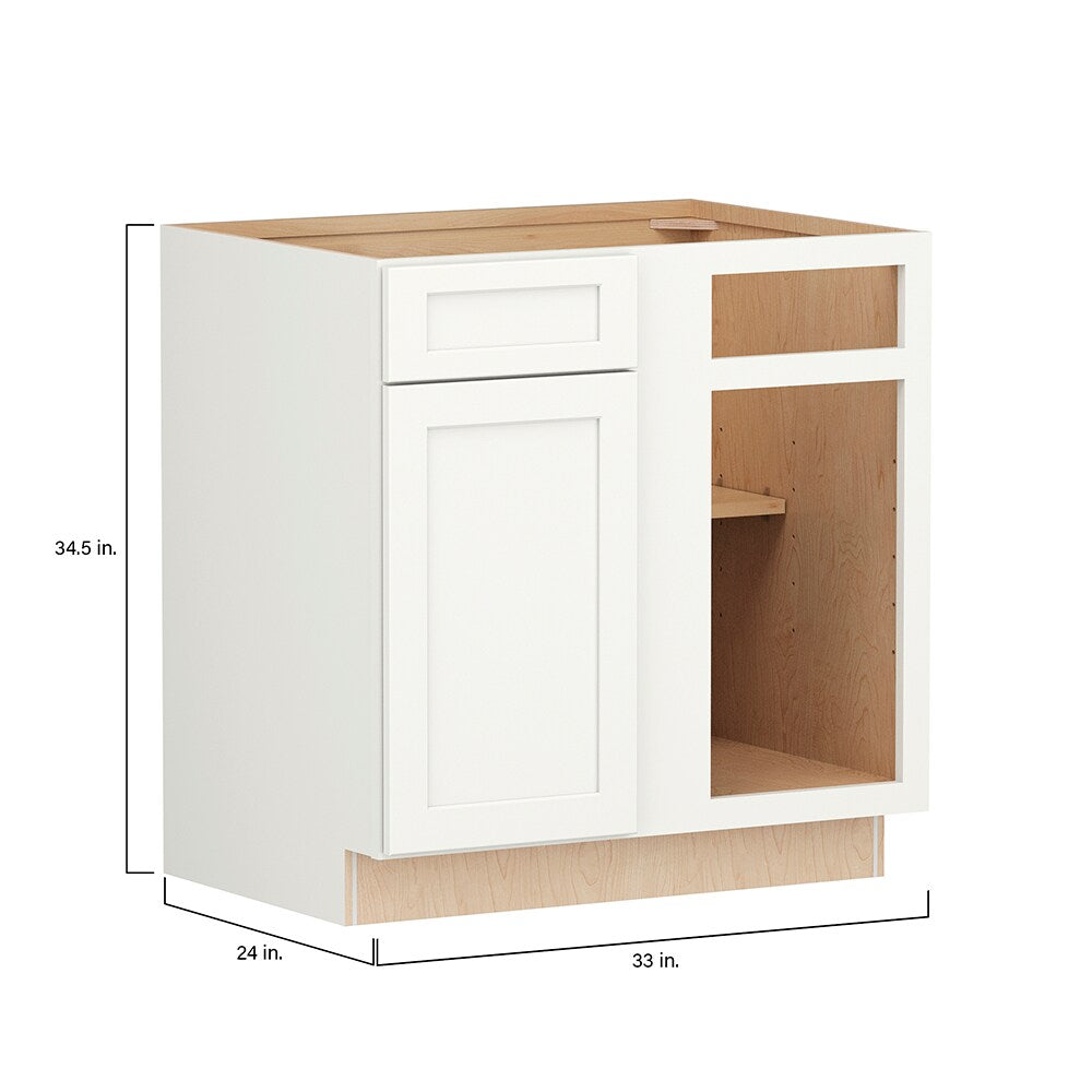 Shenandoah PRO Express Breckenridge 33-in W x 34.5-in H x 24-in D Linen Full Overlay Blind 1-Drawer Corner Base Fully Assembled Plywood Cabinet (Recessed Panel Shaker Style)