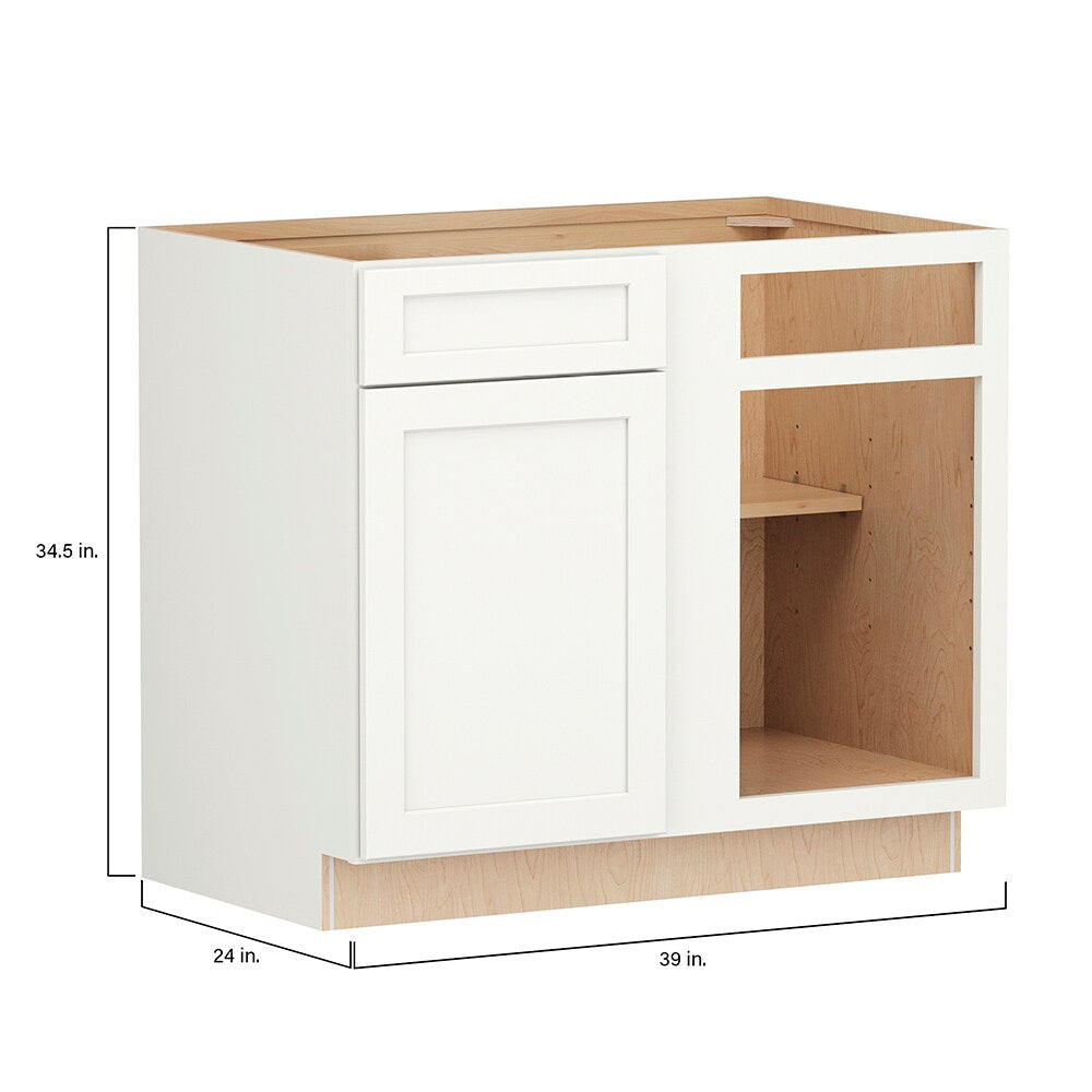Shenandoah PRO Express Breckenridge 39-in W x 34.5-in H x 24-in D Linen Full Overlay Blind 1-Drawer Corner Base Fully Assembled Plywood Cabinet (Recessed Panel Shaker Style)
