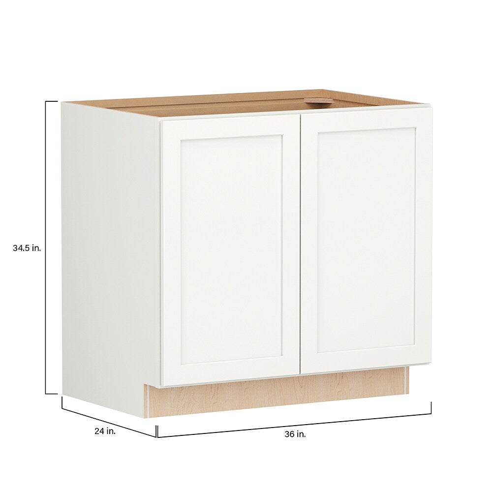Shenandoah PRO Express Breckenridge 36-in W x 34.5-in H x 24-in D Linen Full Overlay Base Fully Assembled Plywood Cabinet (Recessed Panel Shaker Door Style)