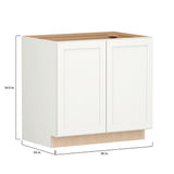 Shenandoah PRO Express Breckenridge 36-in W x 34.5-in H x 24-in D Linen Full Overlay Base Fully Assembled Plywood Cabinet (Recessed Panel Shaker Door Style)