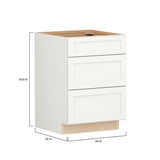 Shenandoah PRO Express Breckenridge 24-in W x 34.5-in H x 24-in D Linen Full Overlay 3-Drawer Base Fully Assembled Plywood Cabinet