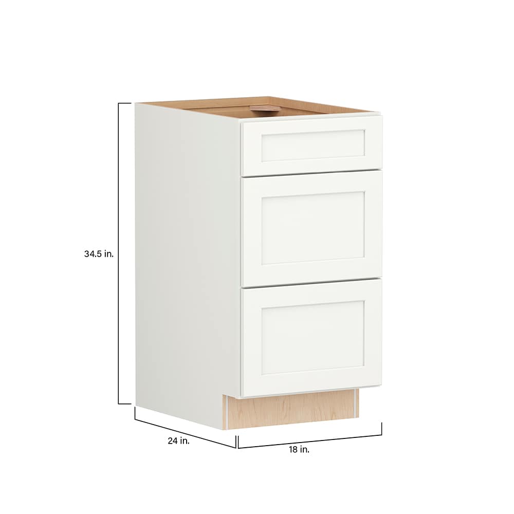 Shenandoah PRO Express Breckenridge 18-in W x 34.5-in H x 24-in D Linen Full Overlay 3-Drawer Base Fully Assembled Plywood Cabinet