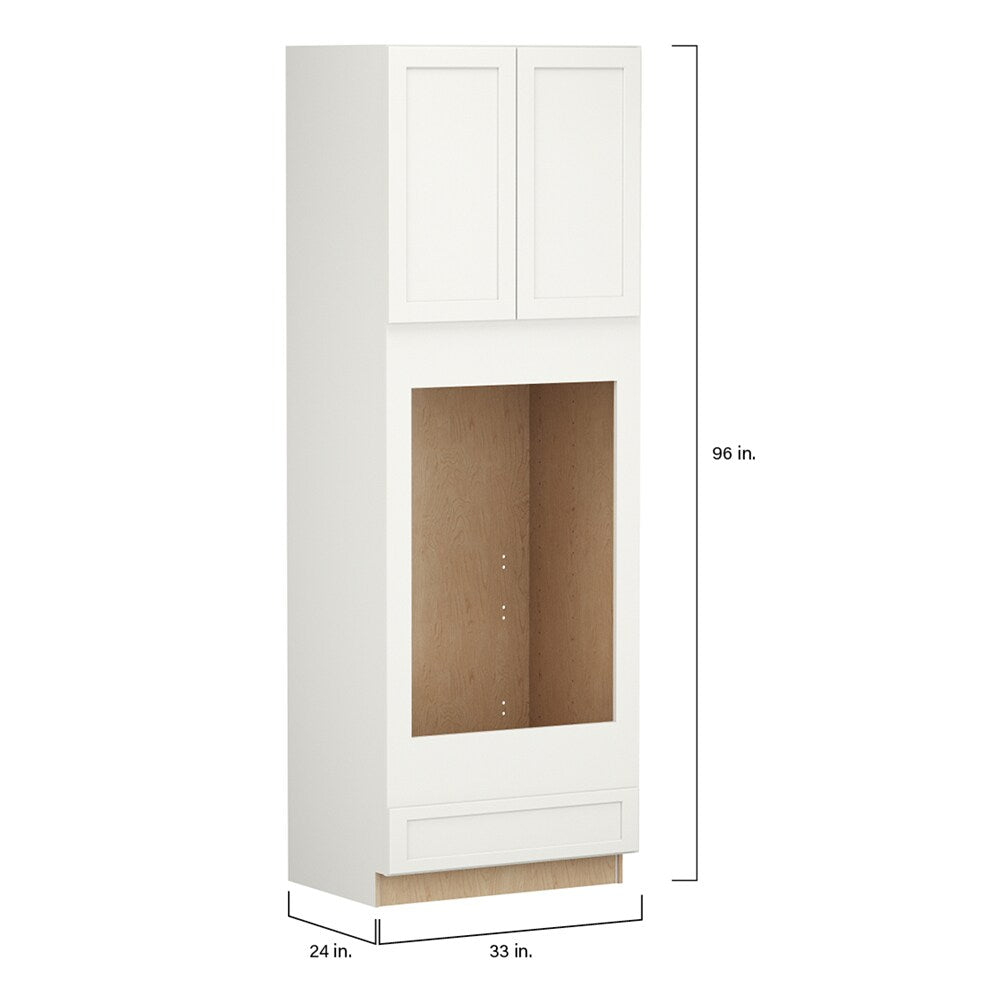 Shenandoah PRO Express Breckenridge 33-in W x 96-in H x 24-in D Linen Full Overlay 1-Drawer Double Oven Base Fully Assembled Plywood Cabinet (Recessed Panel Shaker Style)
