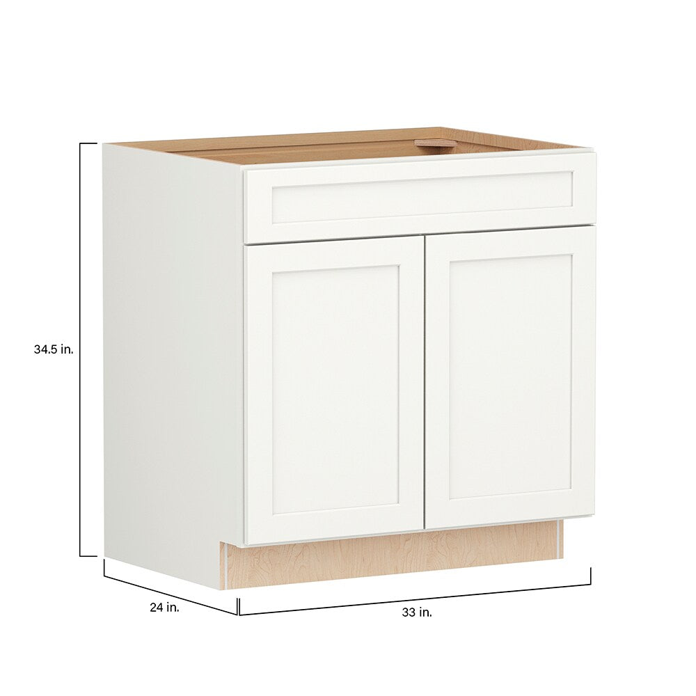 Shenandoah PRO Express Breckenridge 33-in W x 34.5-in H x 24-in D Linen Full Overlay Sink Base Fully Assembled Plywood Cabinet (Recessed Panel Shaker Style)