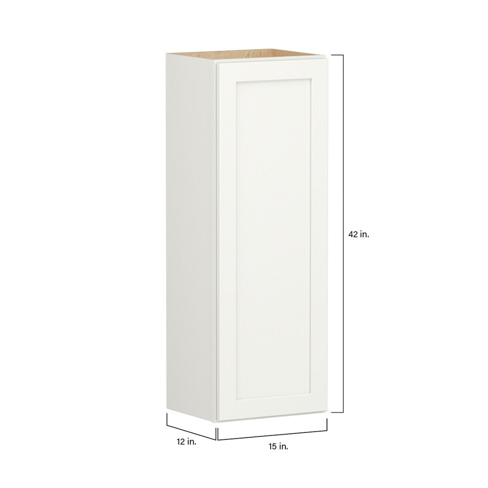 Shenandoah PRO Express Breckenridge 15-in W x 42.125-in H x 12-in D Linen Full Overlay Wall Fully Assembled Plywood Cabinet (Recessed Panel Shaker Door Style)