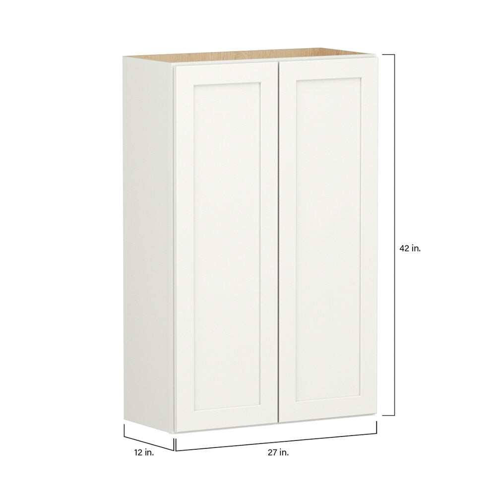 Shenandoah PRO Express Breckenridge 27-in W x 42.125-in H x 12-in D Linen Full Overlay Wall Fully Assembled Plywood Cabinet (Recessed Panel Shaker Door Style)
