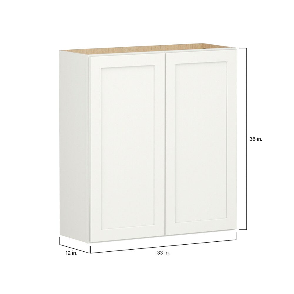 Shenandoah PRO Express Breckenridge 33-in W x 36.125-in H x 12-in D Linen Full Overlay Wall Fully Assembled Plywood Cabinet (Recessed Panel Shaker Door Style)