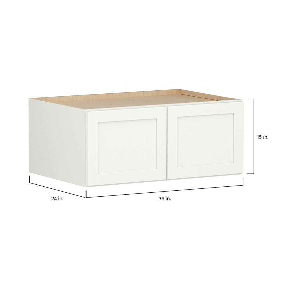 Shenandoah PRO Express Breckenridge 36-in W x 15.125-in H x 24-in D Linen Full Overlay Wall Fully Assembled Plywood Cabinet (Recessed Panel Shaker Door Style)