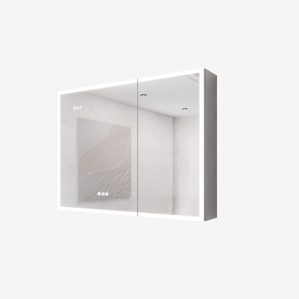 Forclover 36-in x 24-in Lighted LED Fog Free Surface Mount Silver Mirrored Medicine Cabinet