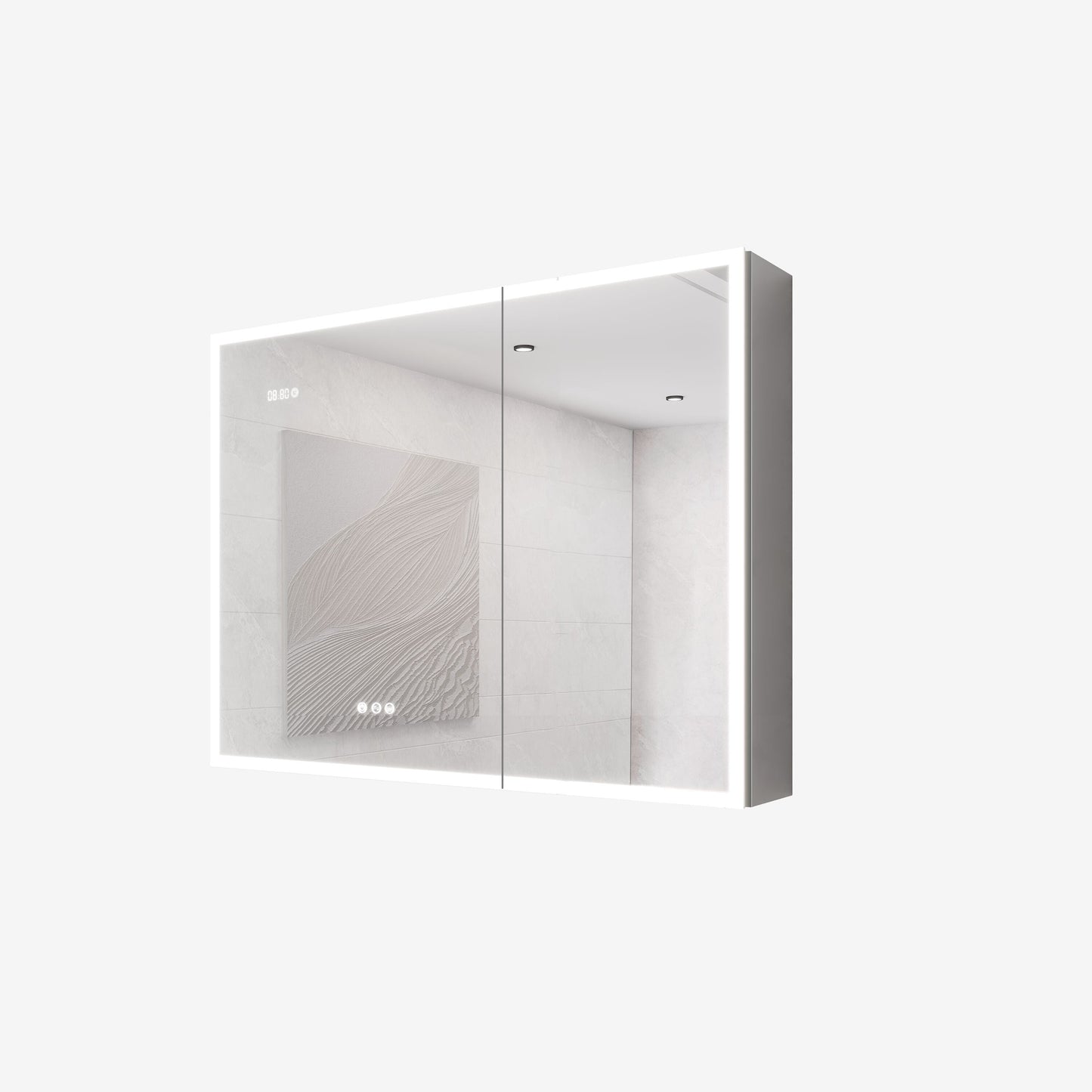 Forclover 36-in x 24-in Lighted LED Fog Free Surface Mount Silver Mirrored Medicine Cabinet