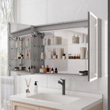 Forclover 36-in x 24-in Lighted LED Fog Free Surface Mount Silver Mirrored Medicine Cabinet