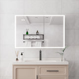 Forclover 36-in x 24-in Lighted LED Fog Free Surface Mount Silver Mirrored Medicine Cabinet