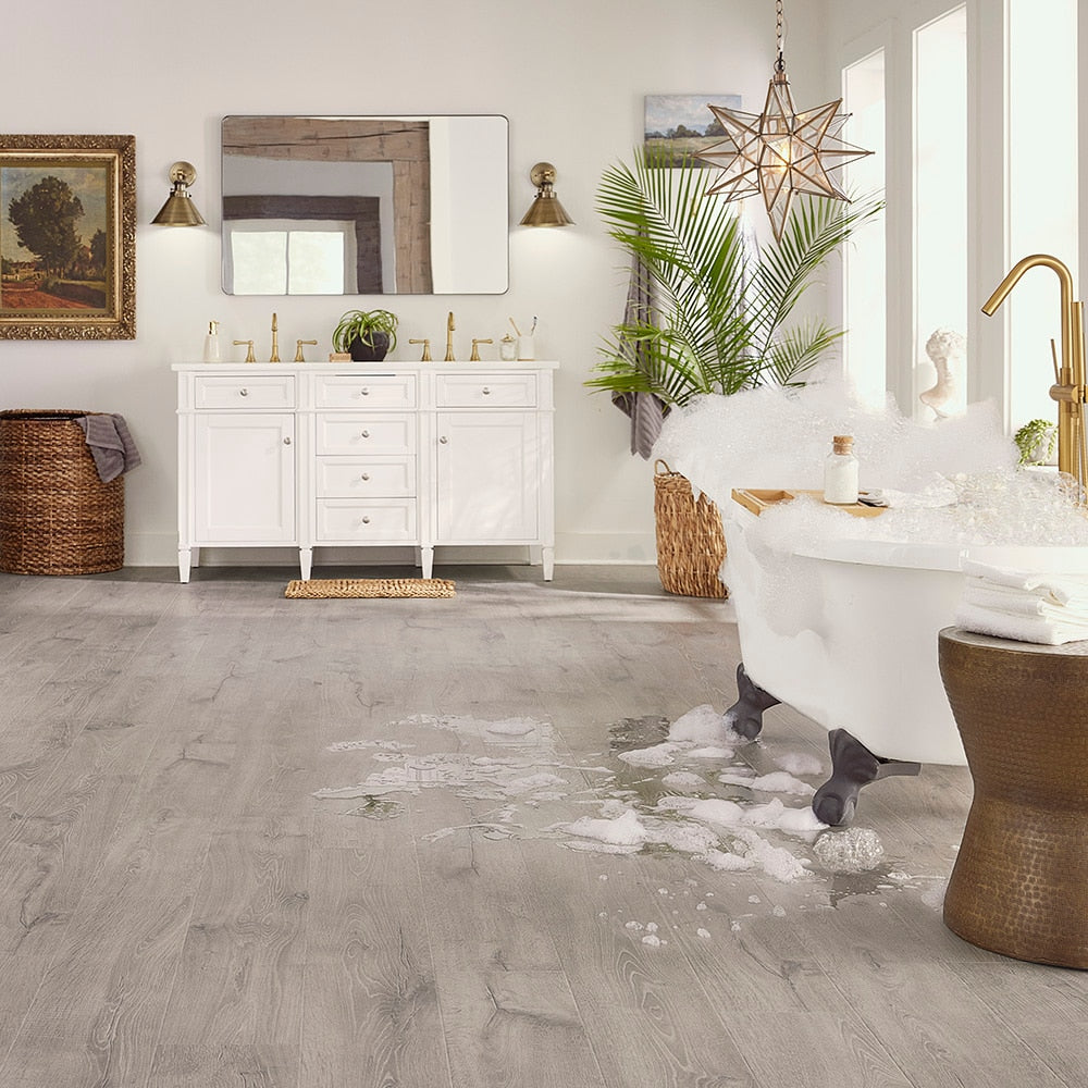 Pergo EverCraft Falls Trail Oak Gray Waterproof Hybrid Flooring Sample