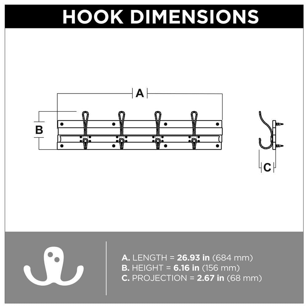 Rustic 27 in. L Brown and Black Hook Rail - Super Arbor