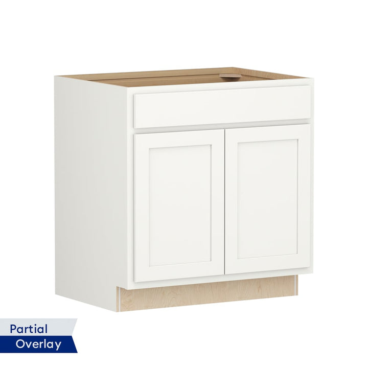 Shenandoah PRO Express Breckenridge 33-in W x 34.5-in H x 24-in D Linen Partial Overlay 1-Drawer Base Fully Assembled Plywood Cabinet (Recessed Panel Shaker Style)