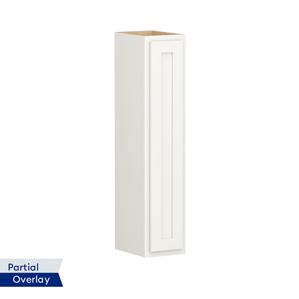 Shenandoah PRO Express Breckenridge 9-in W x 42.125-in H x 12-in D Linen Partial Overlay Wall Fully Assembled Plywood Cabinet (Recessed Panel Shaker Door Style)