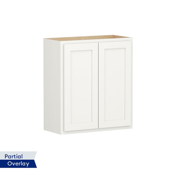 Shenandoah PRO Express Breckenridge 27-in W x 30.125-in H x 12-in D Linen Partial Overlay Wall Fully Assembled Plywood Cabinet (Recessed Panel Shaker Door Style)