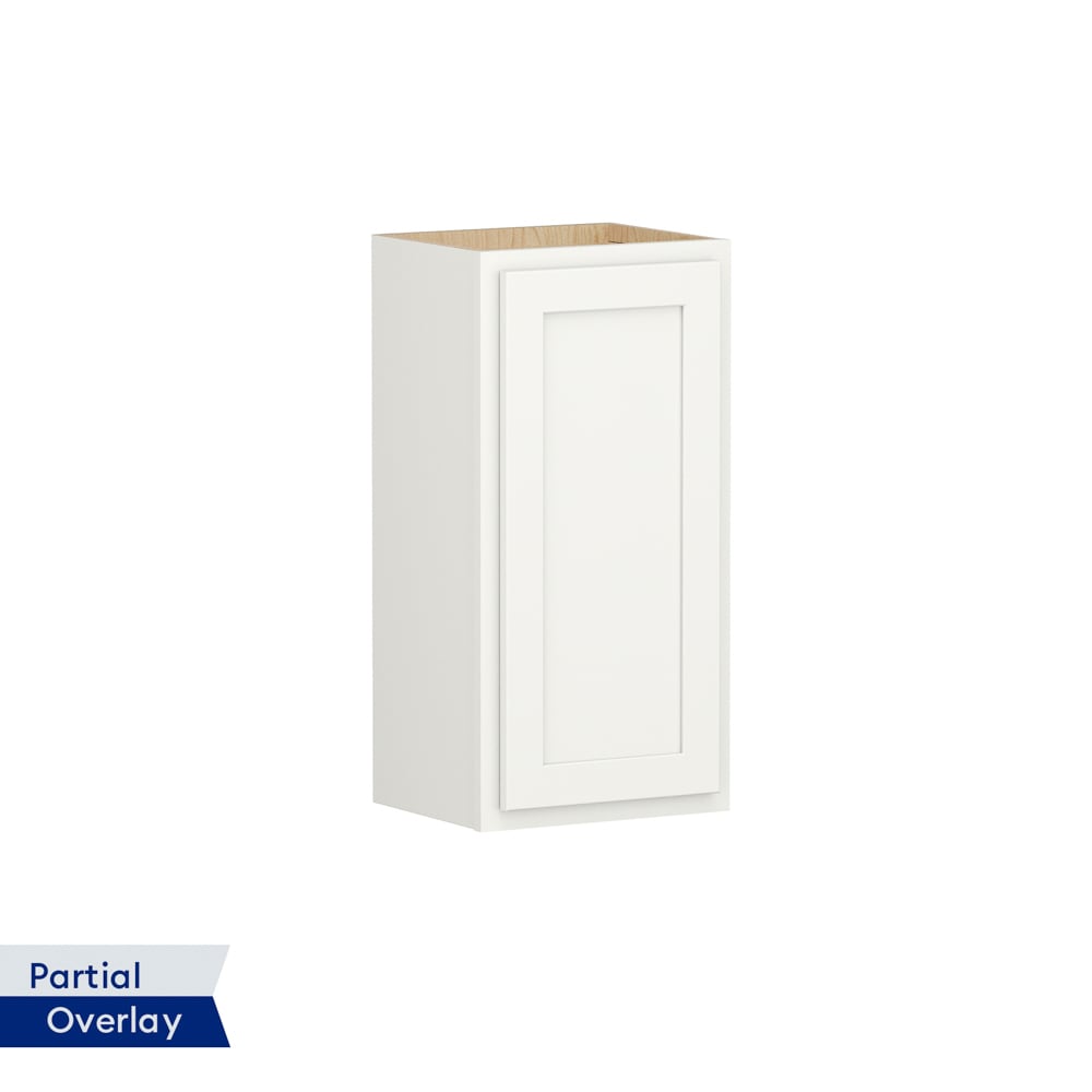 Shenandoah PRO Express Breckenridge 15-in W x 30.125-in H x 12-in D Linen Partial Overlay Wall Fully Assembled Plywood Cabinet (Recessed Panel Shaker Door Style)