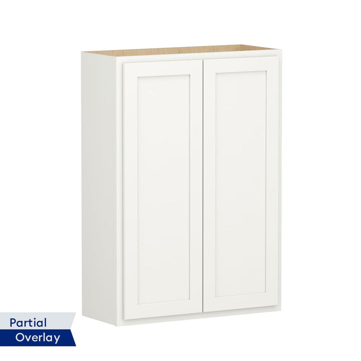 Shenandoah PRO Express Breckenridge 30-in W x 42.125-in H x 12-in D Linen Partial Overlay Wall Fully Assembled Plywood Cabinet (Recessed Panel Shaker Door Style)