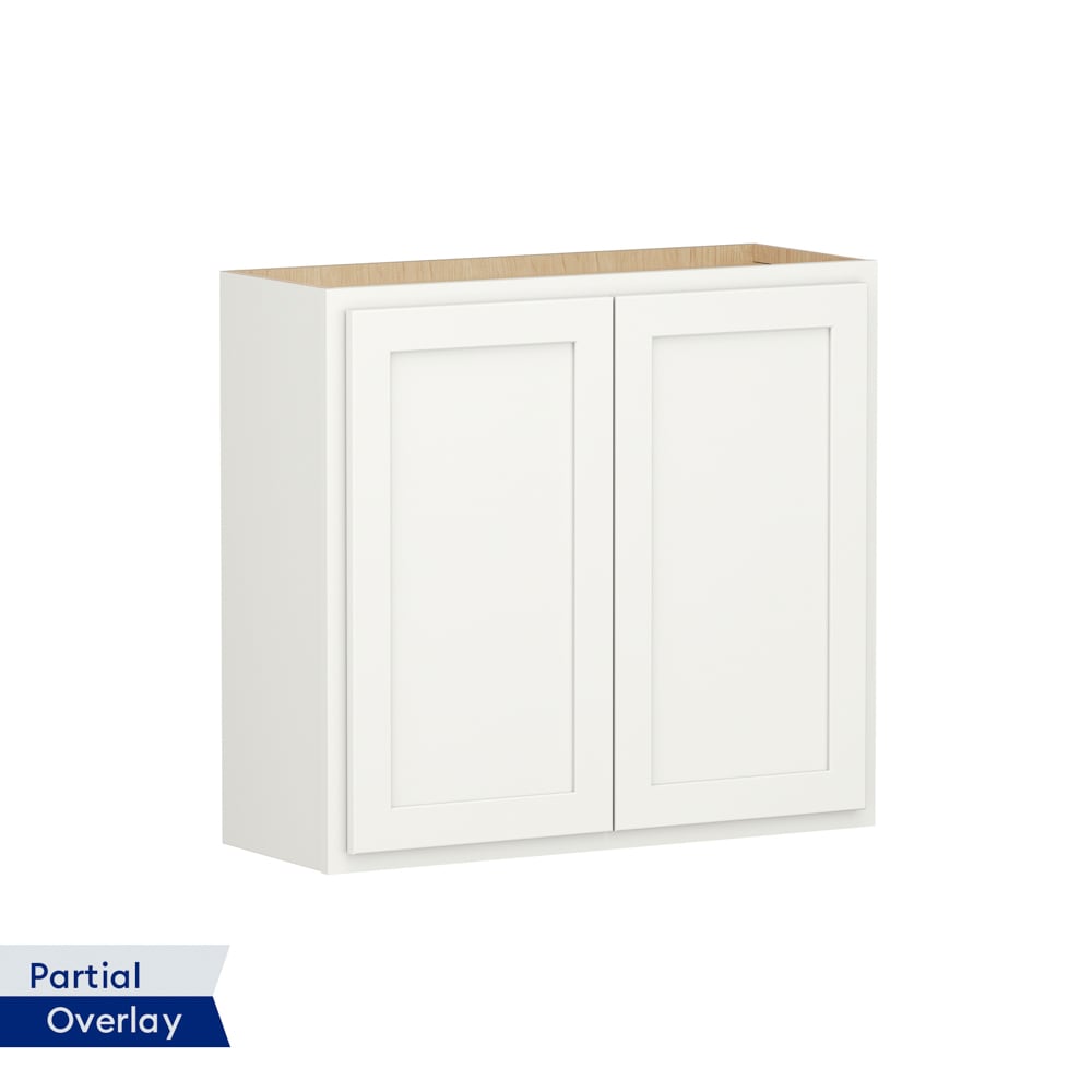Shenandoah PRO Express Breckenridge 36-in W x 36.125-in H x 12-in D Linen Partial Overlay Wall Fully Assembled Plywood Cabinet (Recessed Panel Shaker Door Style)