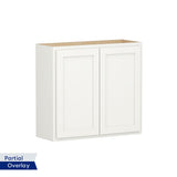 Shenandoah PRO Express Breckenridge 36-in W x 36.125-in H x 12-in D Linen Partial Overlay Wall Fully Assembled Plywood Cabinet (Recessed Panel Shaker Door Style)