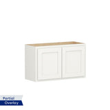 Shenandoah PRO Express Breckenridge 30-in W x 18.125-in H x 12-in D Linen Partial Overlay Wall Fully Assembled Plywood Cabinet (Recessed Panel Shaker Door Style)
