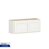 Shenandoah PRO Express Breckenridge 30-in W x 15.125-in H x 12-in D Linen Partial Overlay Wall Fully Assembled Plywood Cabinet (Recessed Panel Shaker Door Style)