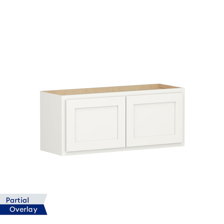 Shenandoah PRO Express Breckenridge 30-in W x 15.125-in H x 12-in D Linen Partial Overlay Wall Fully Assembled Plywood Cabinet (Recessed Panel Shaker Door Style)