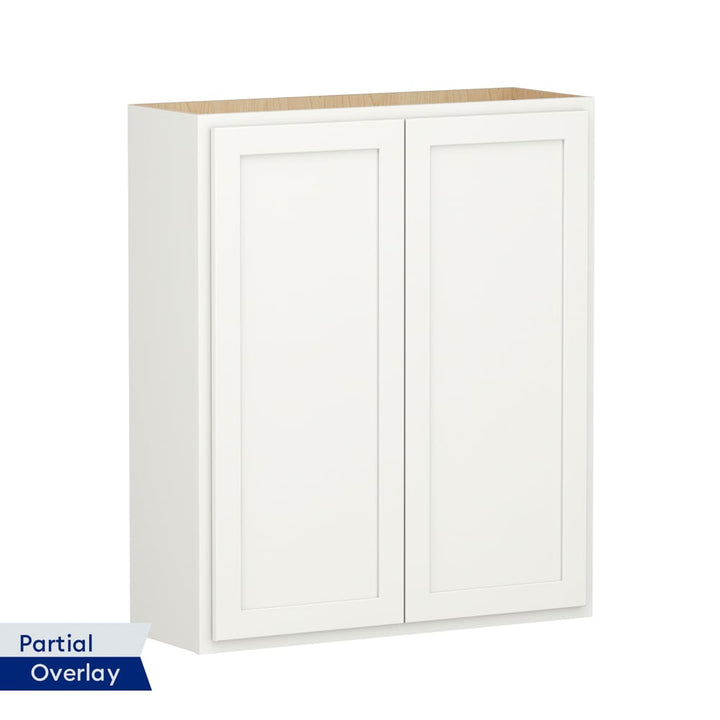 Shenandoah PRO Express Breckenridge 36-in W x 42.125-in H x 12-in D Linen Partial Overlay Wall Fully Assembled Plywood Cabinet (Recessed Panel Shaker Door Style)